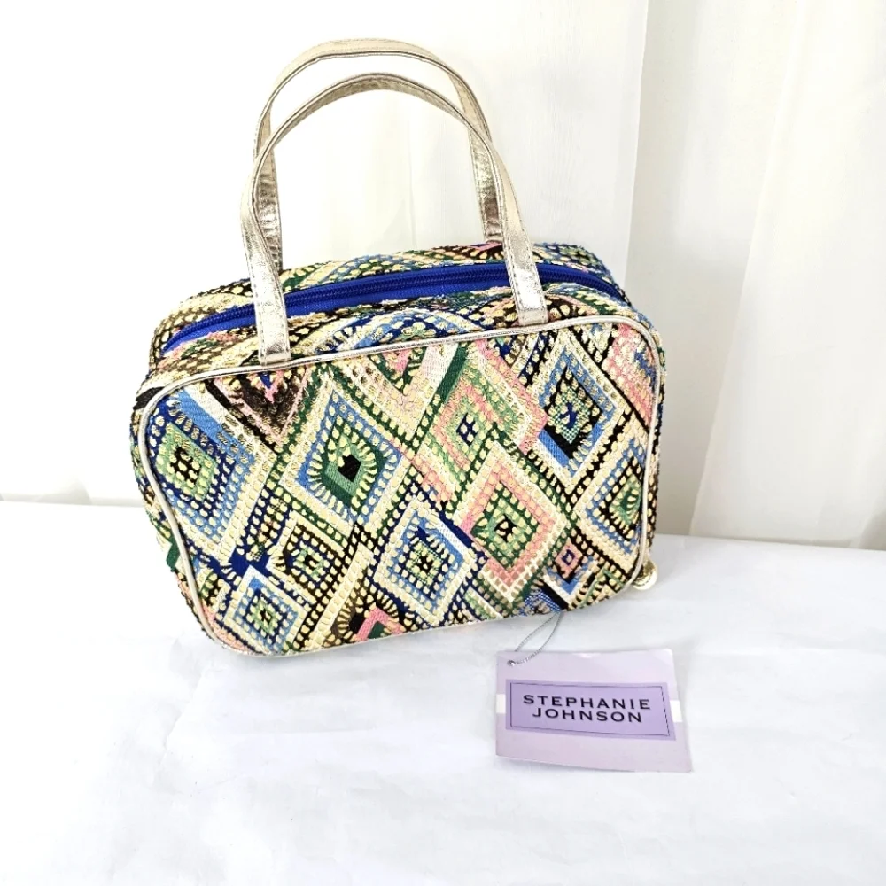 Stephanie Johnson Cosmetic Case Multicolor Geometric Travel Bag